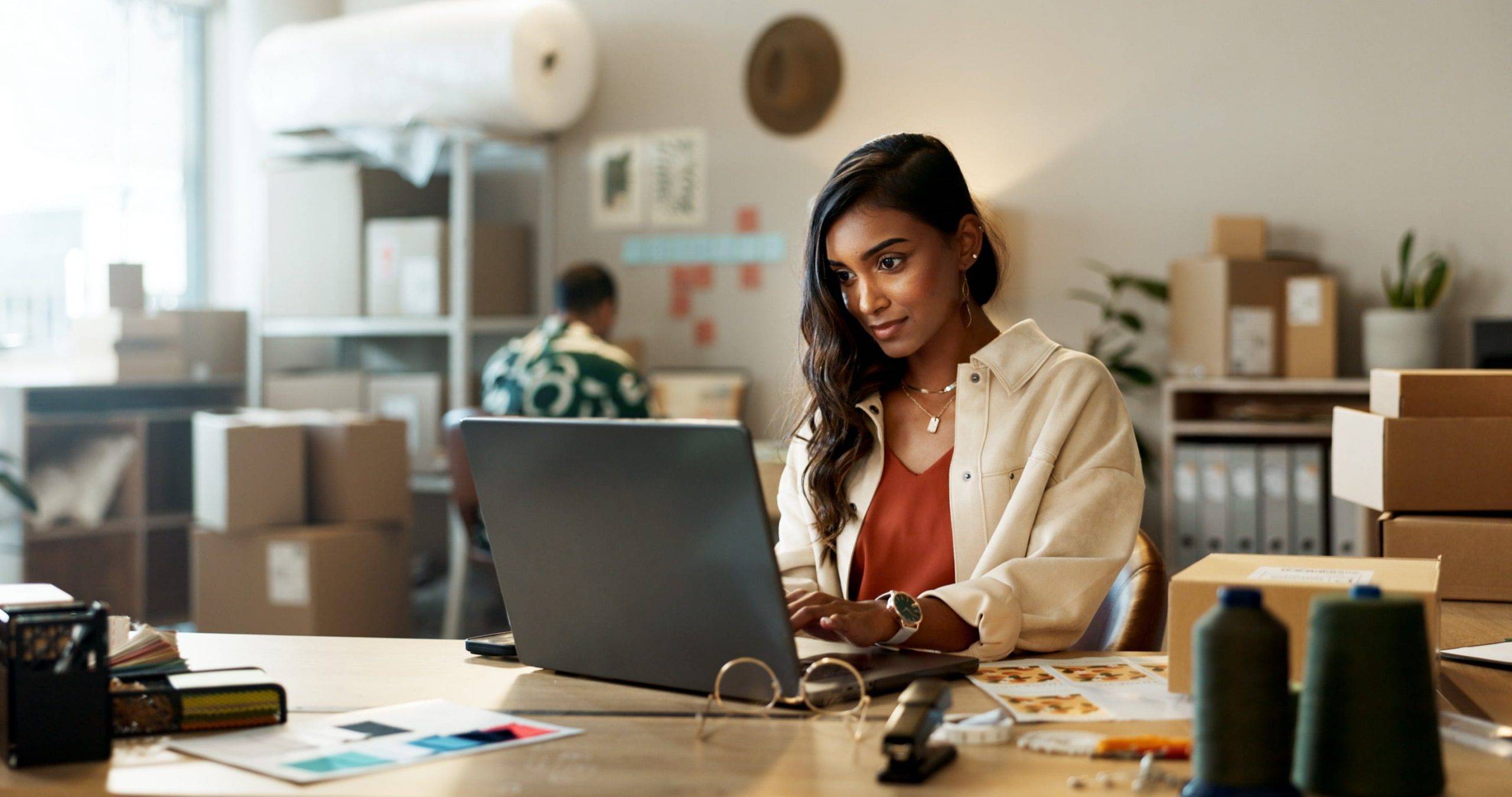 woman using business internet services